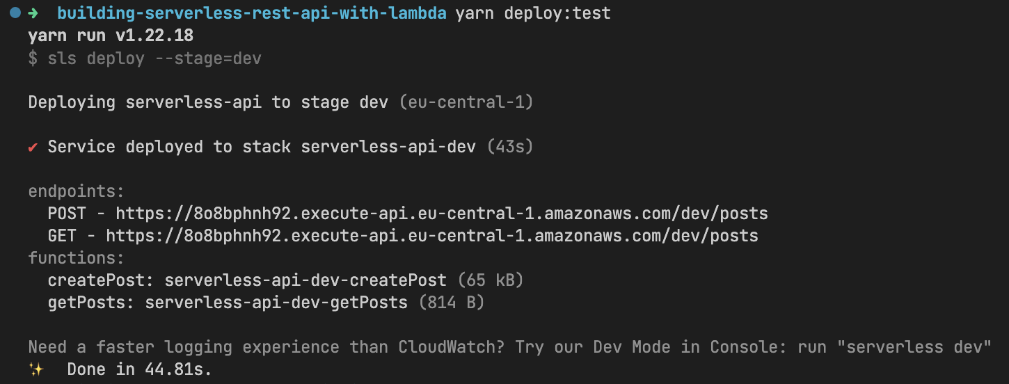 Deployment result